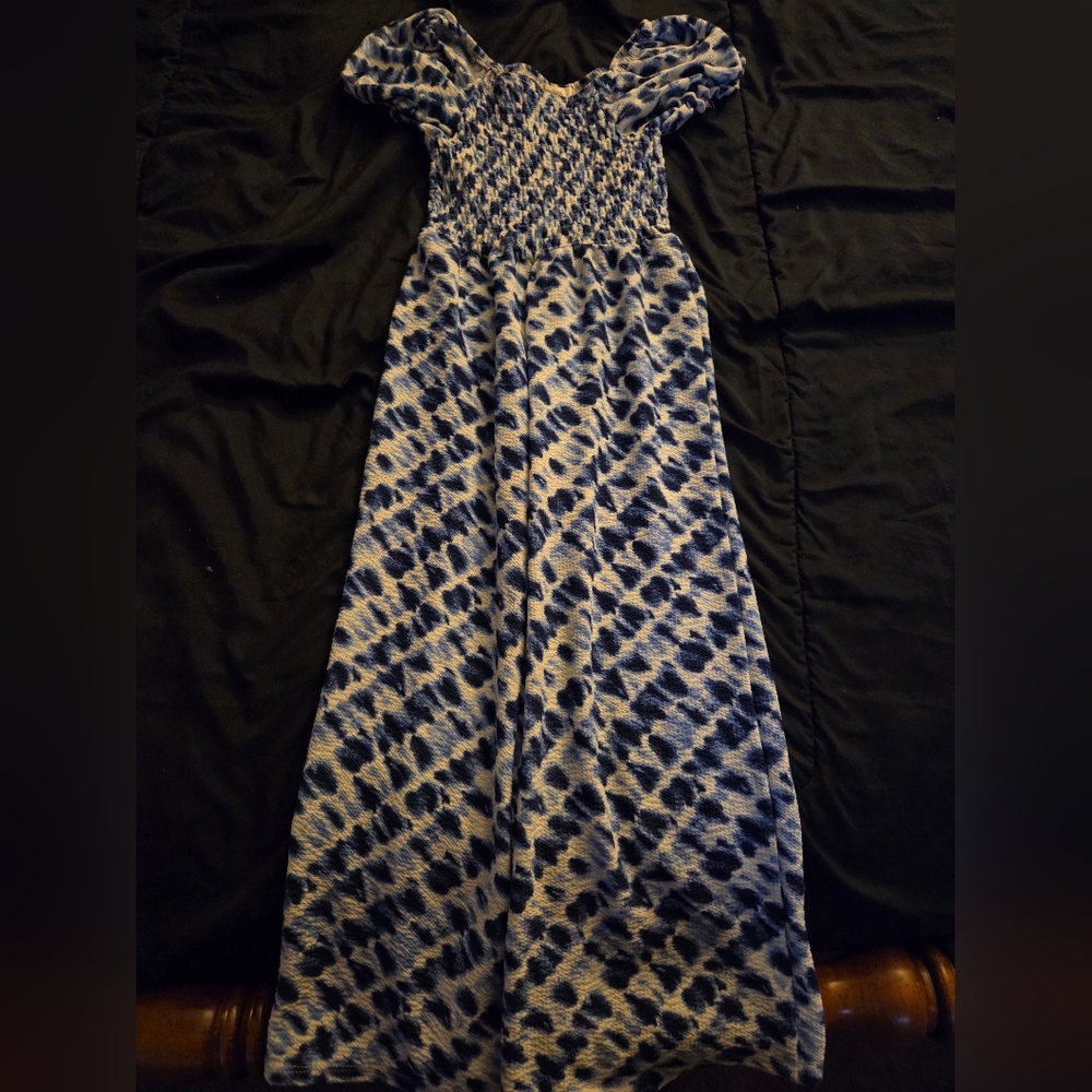 Speechless Blue and White Textured Fabric Size Girls Small